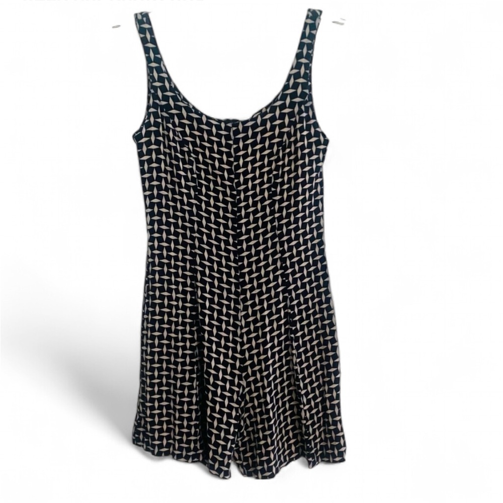 VINTAGE 90’S BETSEY JOHNSON BLACK CREAM GEOMETRIC PRINT ROMPER SIZE P XS